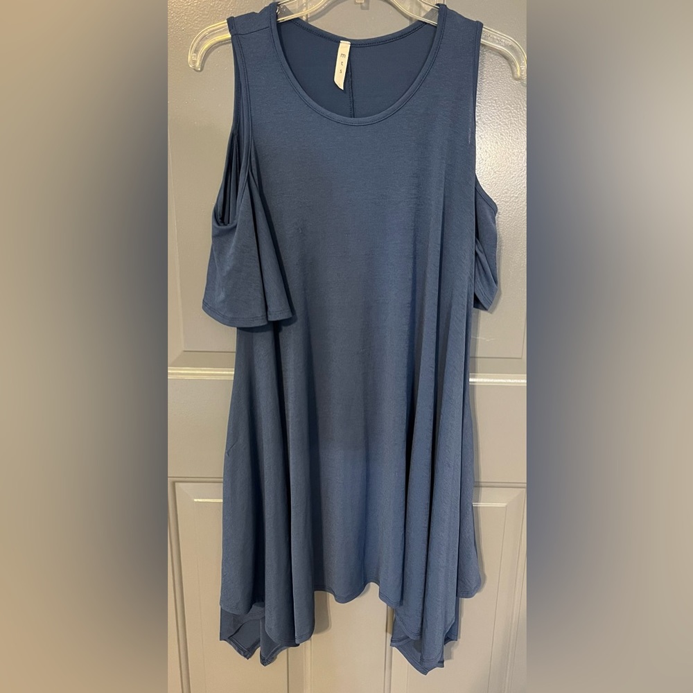 M t s Blue Cold Shoulder Dress